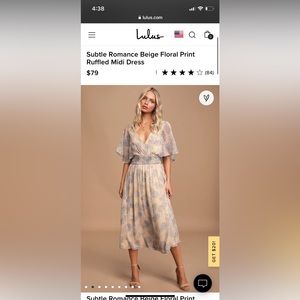 Lulu’s Subtle Romance Beige Floral Print Ruffled Midi dress XS